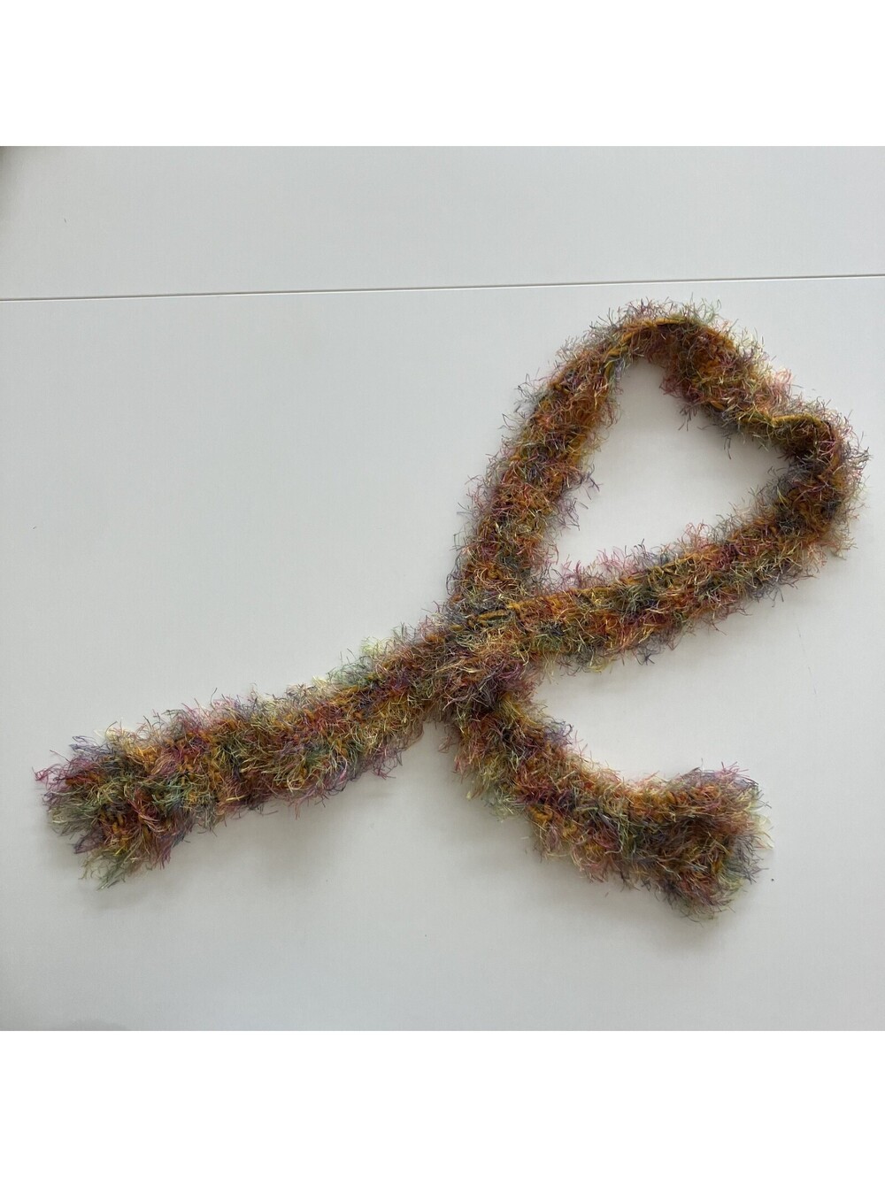 Y2K Multicolor Eyelash Knit Skinny Scarf Fuzzy Boa Lizzie McGuire Whimsy Quirky